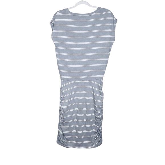 Pact Organic Cotton Dress M Easy Day-To-Night Striped Ruched Travel Sustainable - Picture 5 of 10